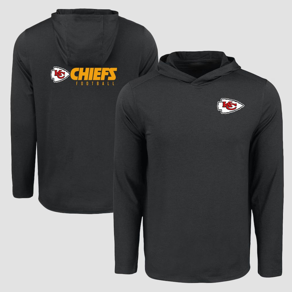 Men 2026 NFL Kansas City Chiefs Hooded long sleeved T-shirt black 05->nfl t-shirts->Sports Accessory
